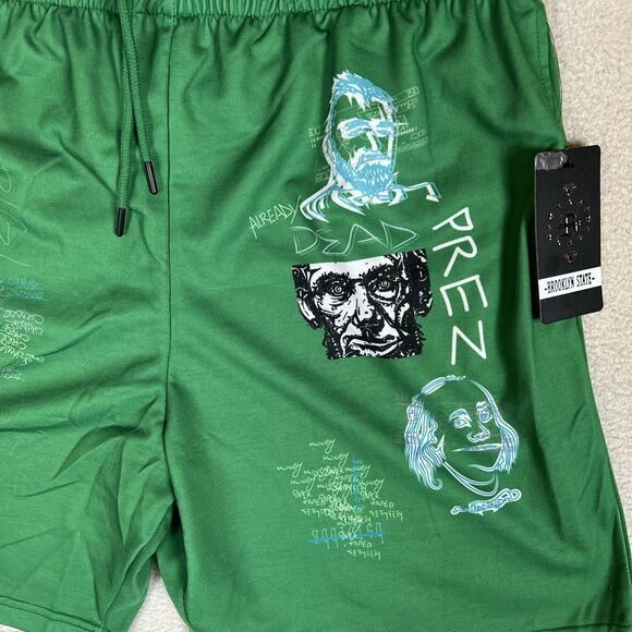 Brooklyn State Men’s Shorts Green Money Print Sz 3XL Outdoor Pocket Drowstring - Picture 3 of 11